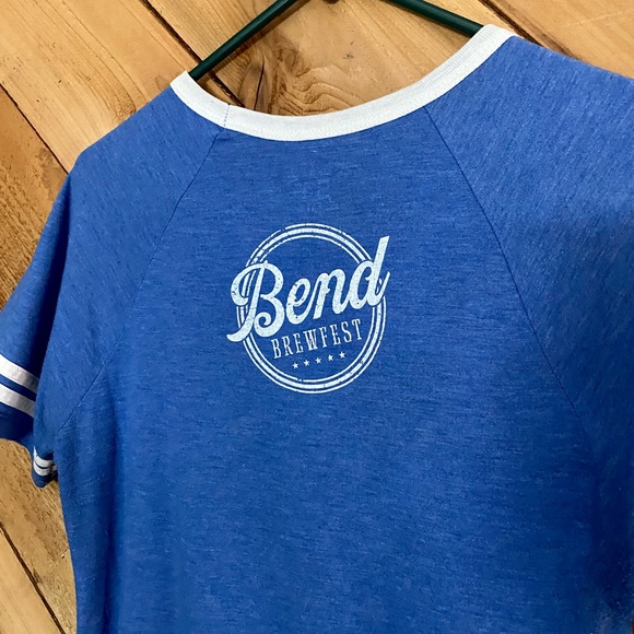 Vintage Blue V-neck Ringer T-shirt Small - Picture 10 of 11